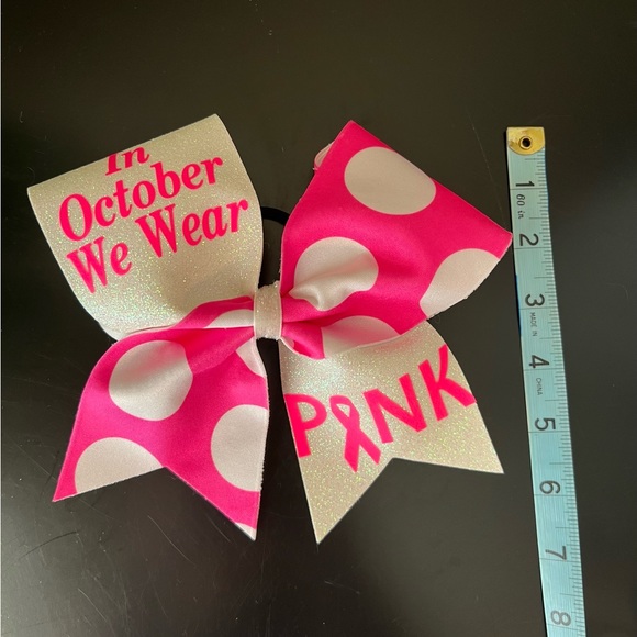 Pink Out Cheer Bow - October Breast Cancer - Picture 4 of 5
